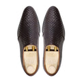 Micsome - Men's Dark Brown Hand Woven Calf Leather Loafer