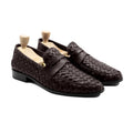 Kakillom - Men's Dark Brown Hand Woven Calf Leather Loafer