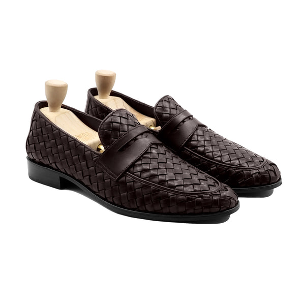 Kakillom - Men's Dark Brown Hand Woven Calf Leather Loafer