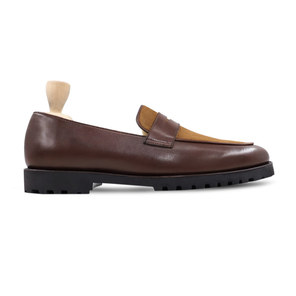Dytox - Men's Reddish Brown Calf Leather and Kid Suede Loafer
