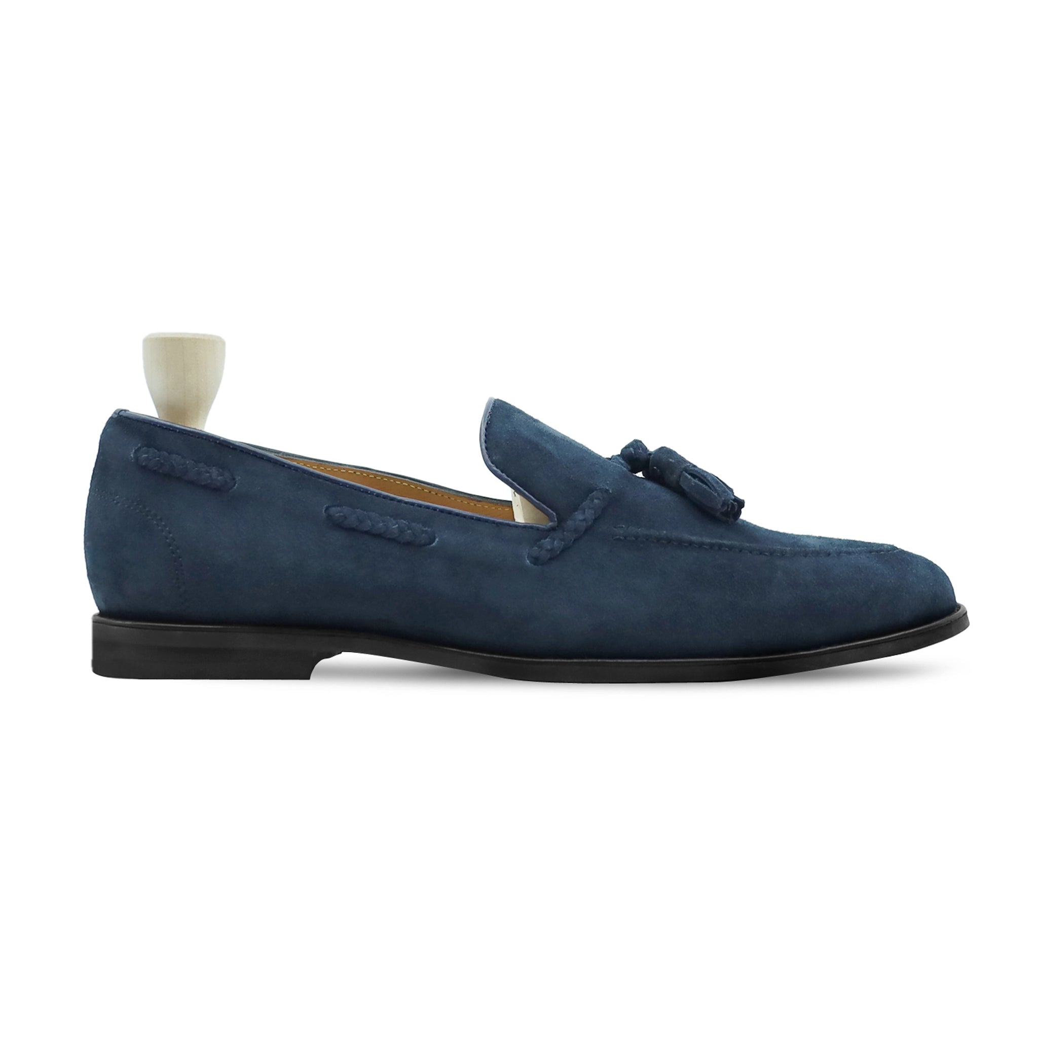 Timore - Men's Navy Blue Kid Suede Loafer