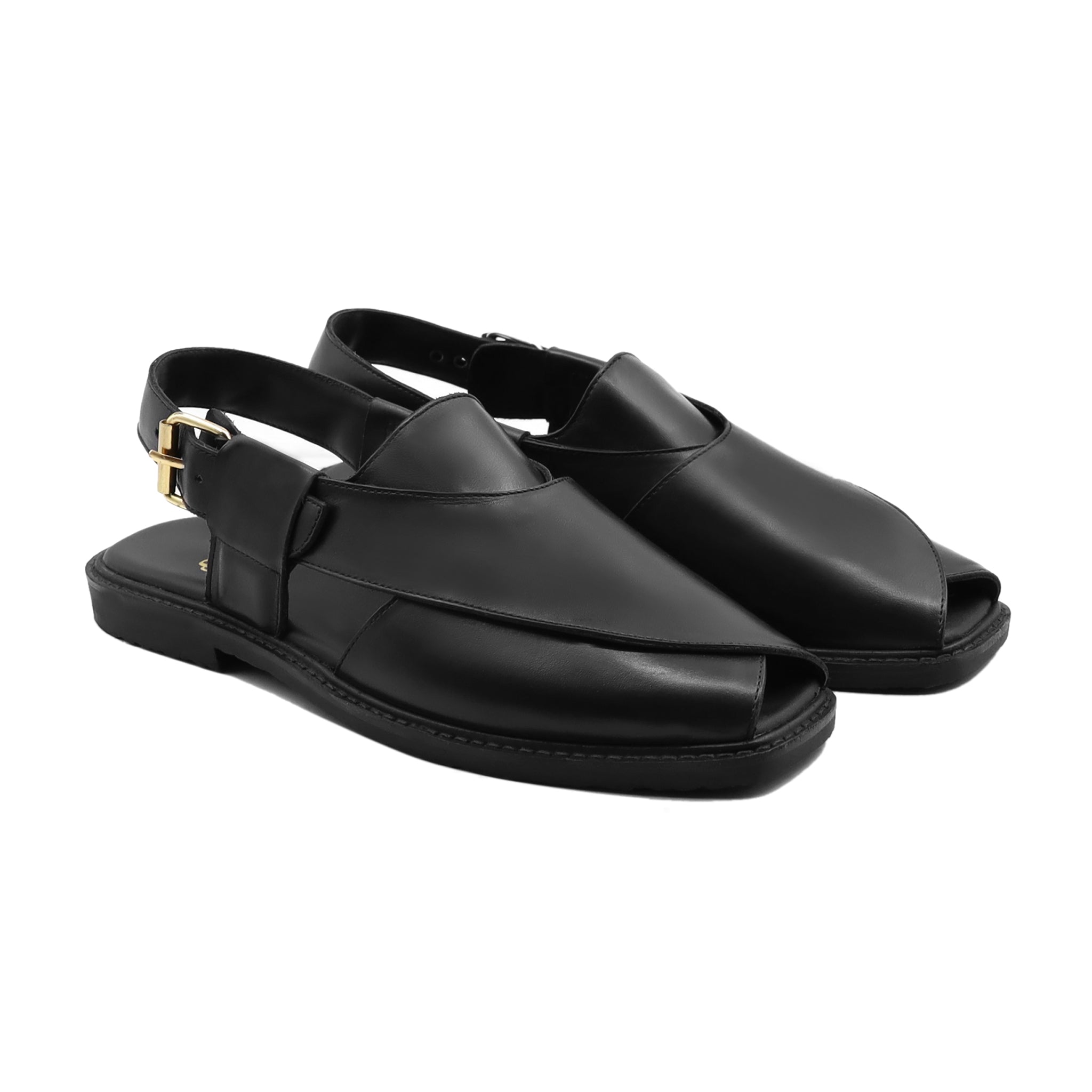 Wauk - Men's Black Sandal Calf Lether Sandal