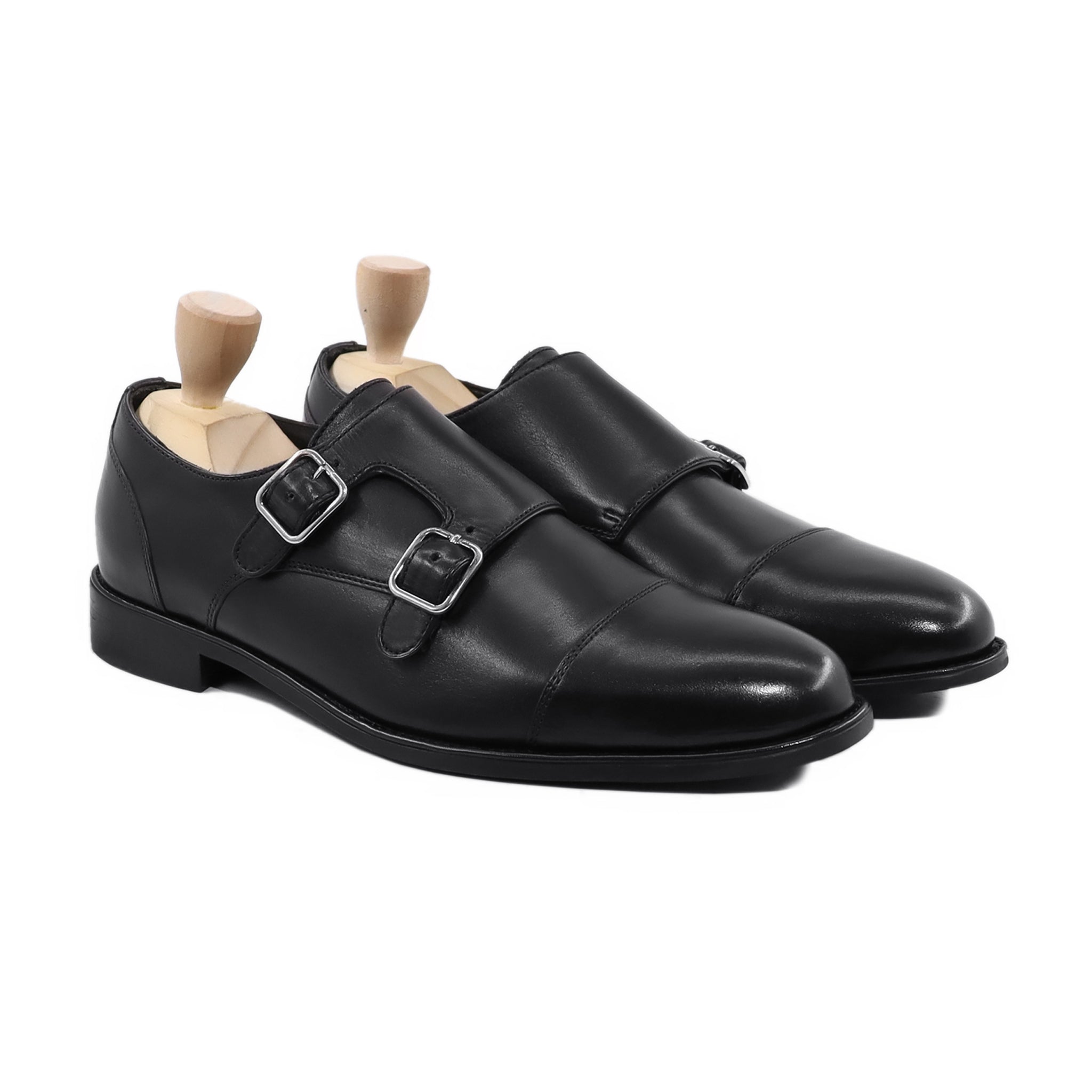 Ashton - Men's Black Calf Leather Double Monkstrap