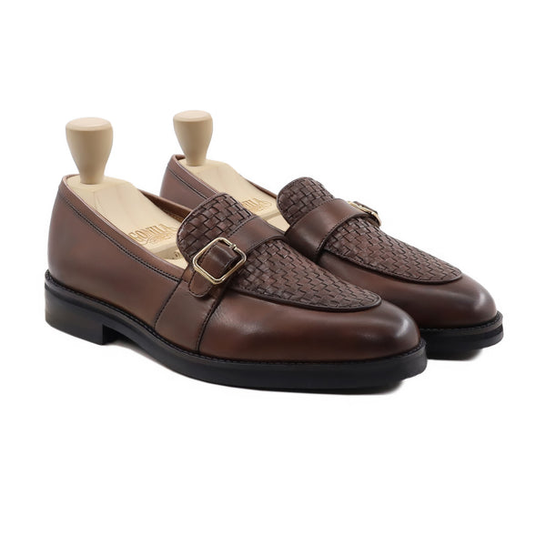 Arvo - Men's Burnished Brown Patina Calf and Hand Woven Calf Leather Loafer
