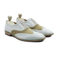 Oxnard - Men's White and Khaki Green Kid Suede Oxford Shoe