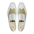 Oxnard - Men's White and Khaki Green Kid Suede Oxford Shoe