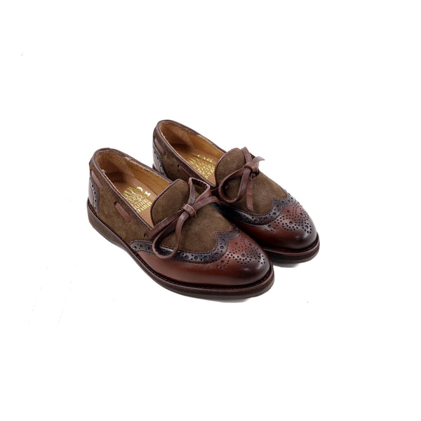 Arlie - Kid's Burnished Brown Calf Leather and Brown Kid Suede Loafer (5-12 Year's Old)