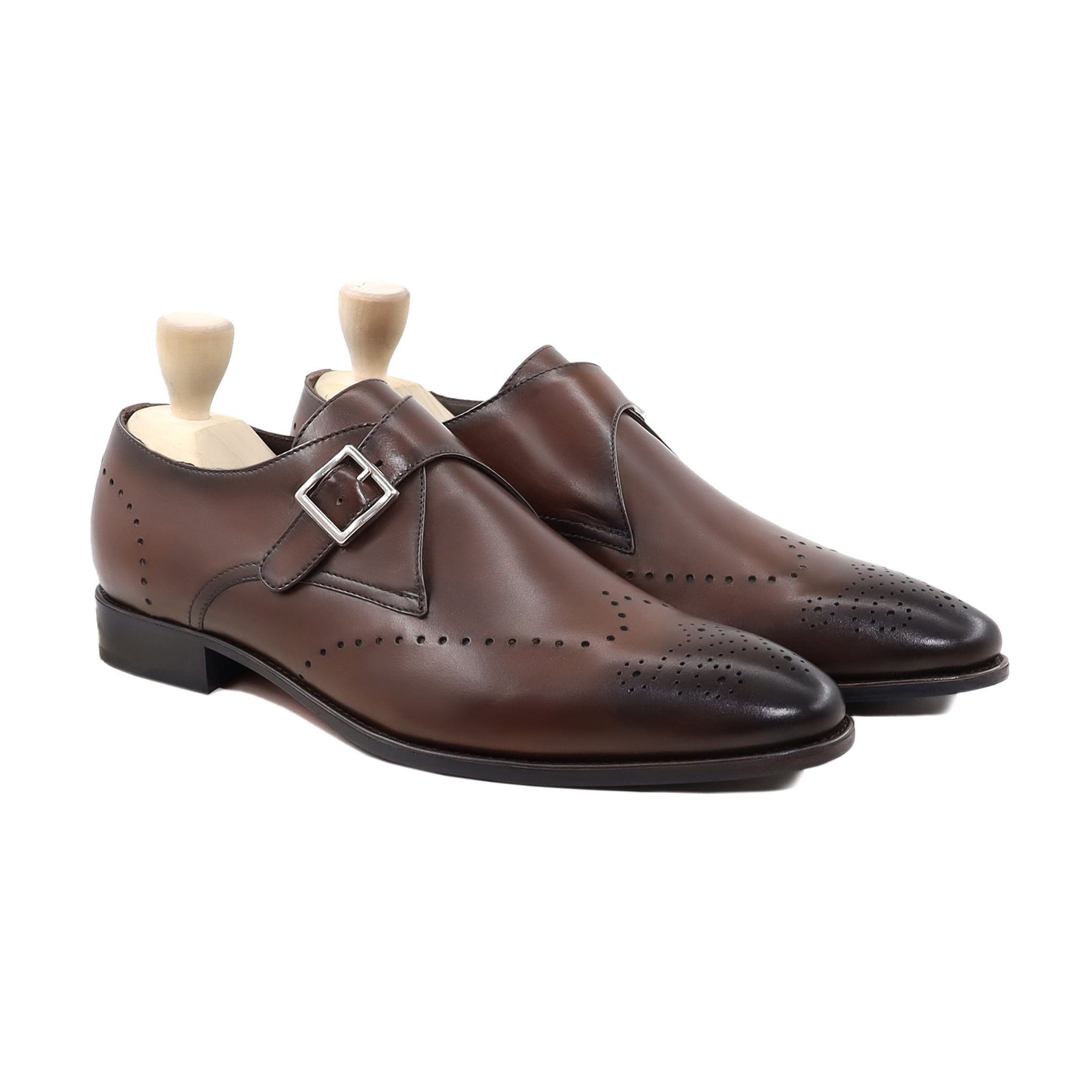 Arnold - Men's Burnished Brown Calf Leather Single Monkstrap