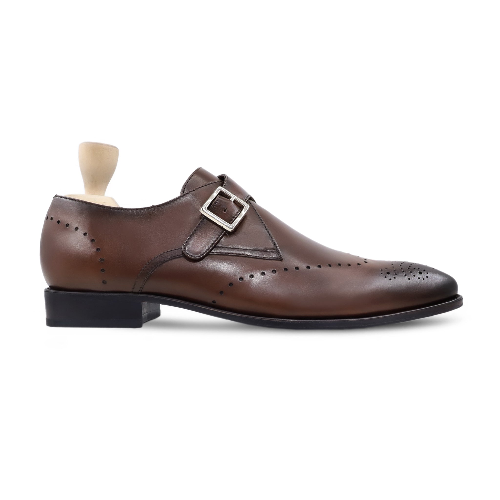 Arnold - Men's Burnished Brown Calf Leather Single Monkstrap