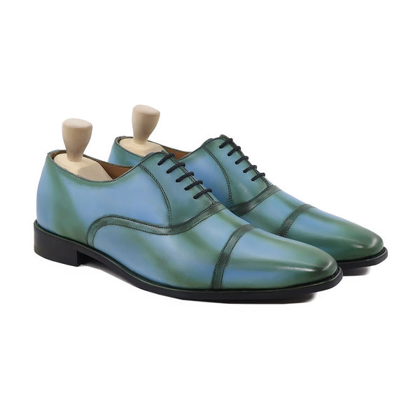 Aalen - Men's Sky Blue and Burnished Green Patina Calf Leather Oxford Shoe