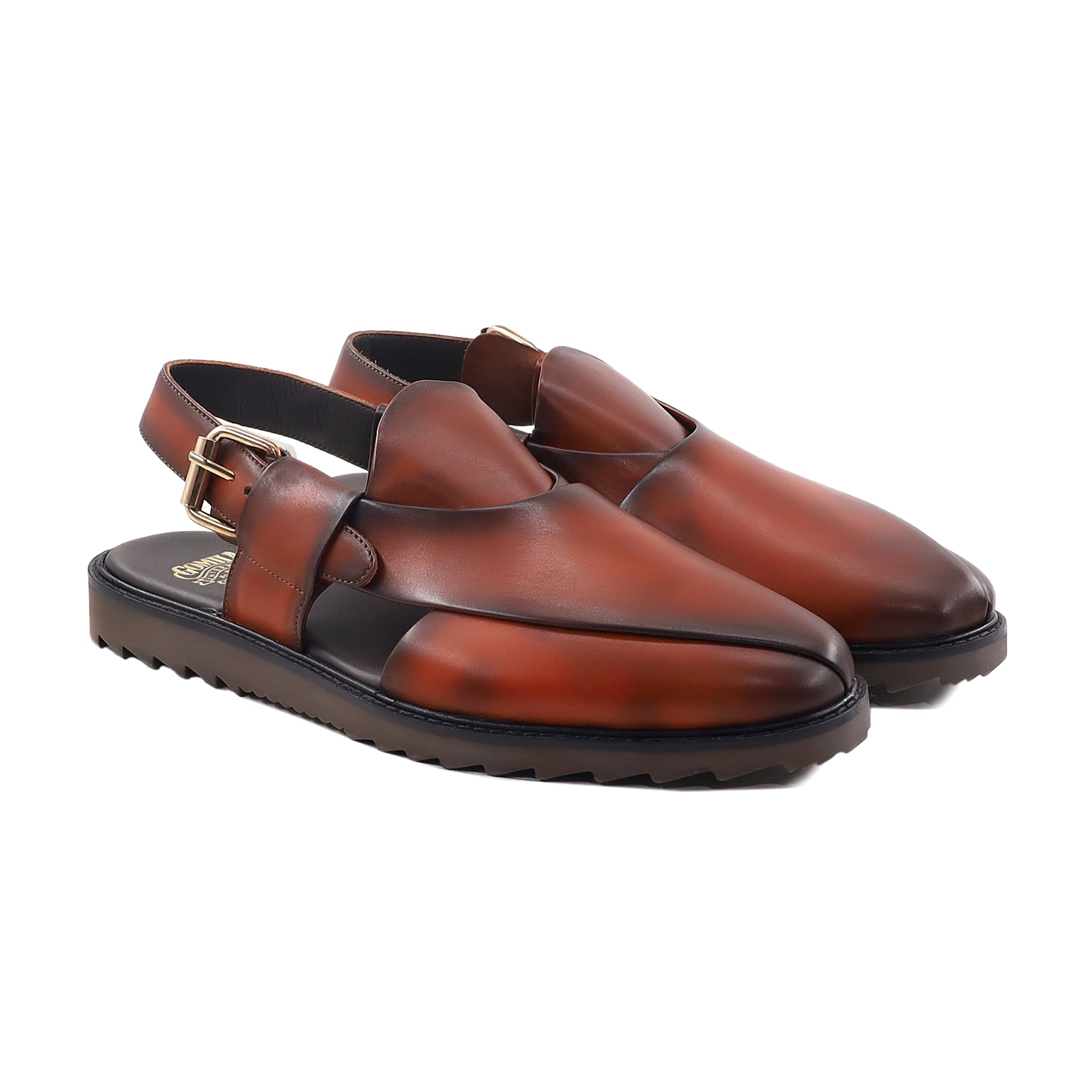 Raymond - Men's Burnished Orange Tan Calf Leather Sandal