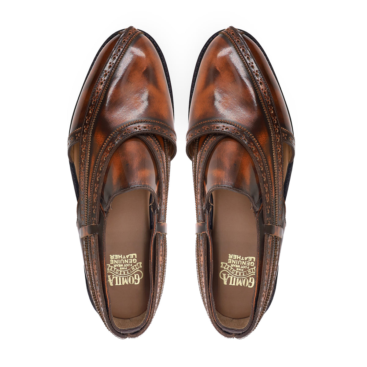 Dizona - Men's Burnished Brown Patina Box Leather High Shine Sandal