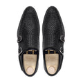 Azula - Men's Black Hand Woven Calf Leather Double Monkstrap