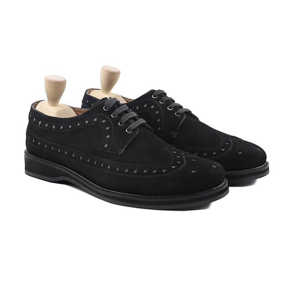 Tiroh - Men's Black Kid Suede Derby Shoe