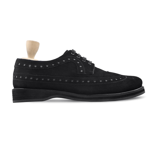 Tiroh - Men's Black Kid Suede Derby Shoe