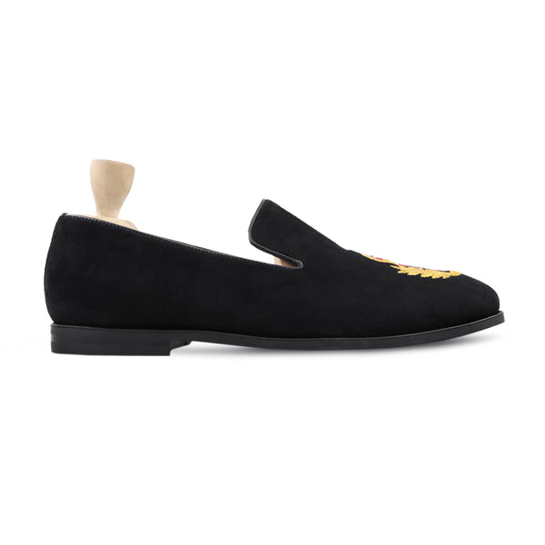 Akuza - Men's Black Kid Suede Loafer