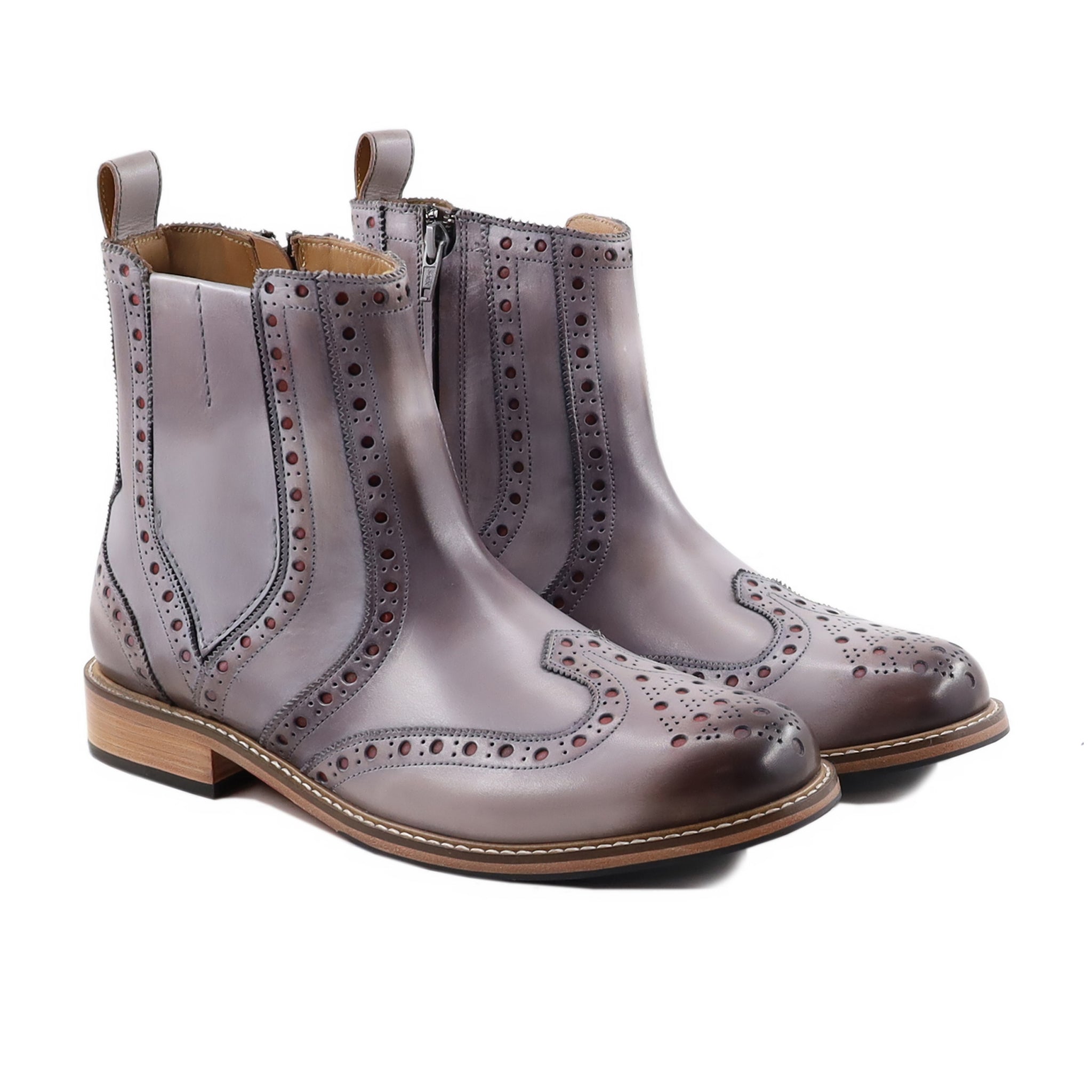 Lexie - Men's Burnished Grey Calf Leather Chelsea Boot