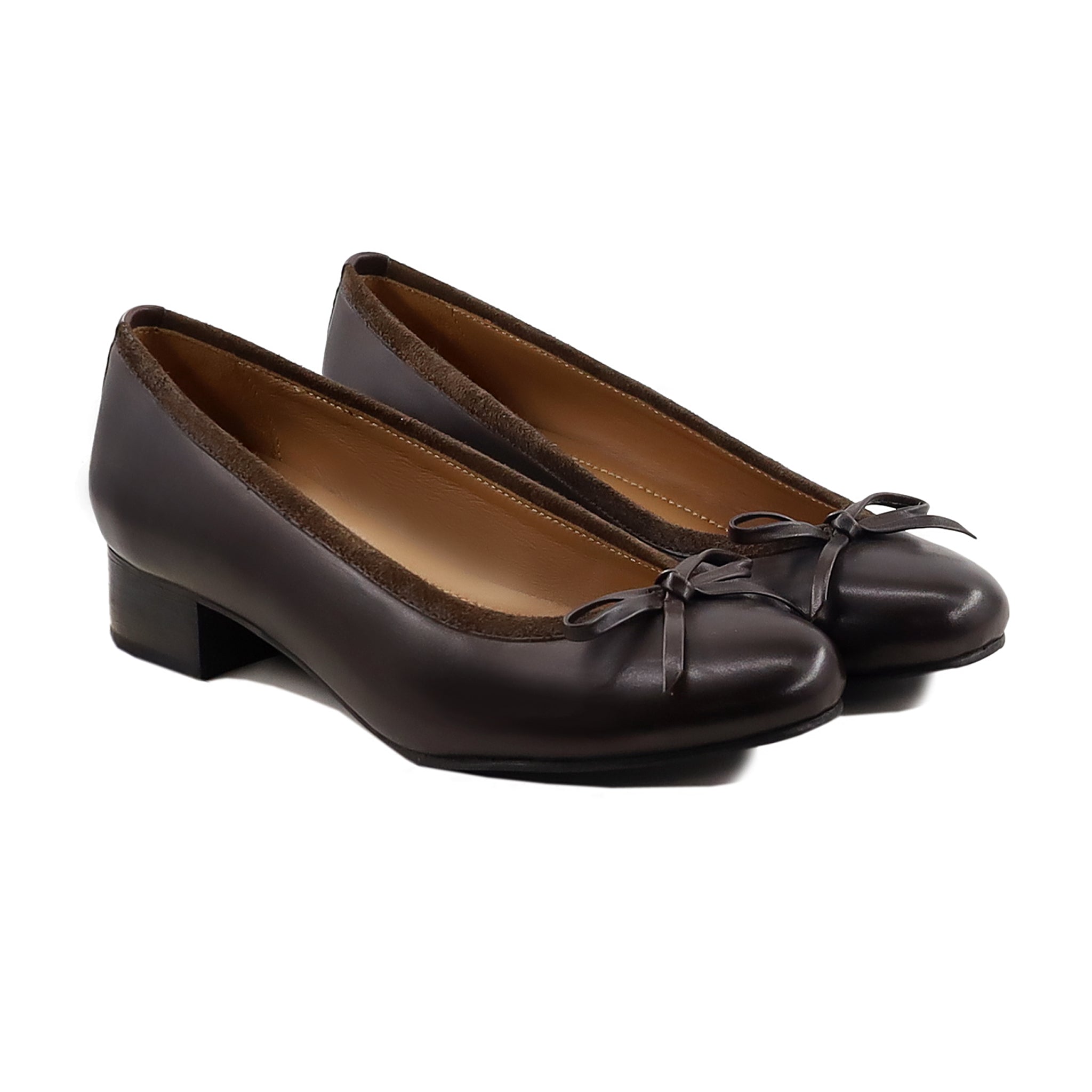 Fudgy - Ladies Dark Brown Calf Leather Heels