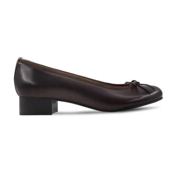 Fudgy - Ladies Dark Brown Calf Leather Heels