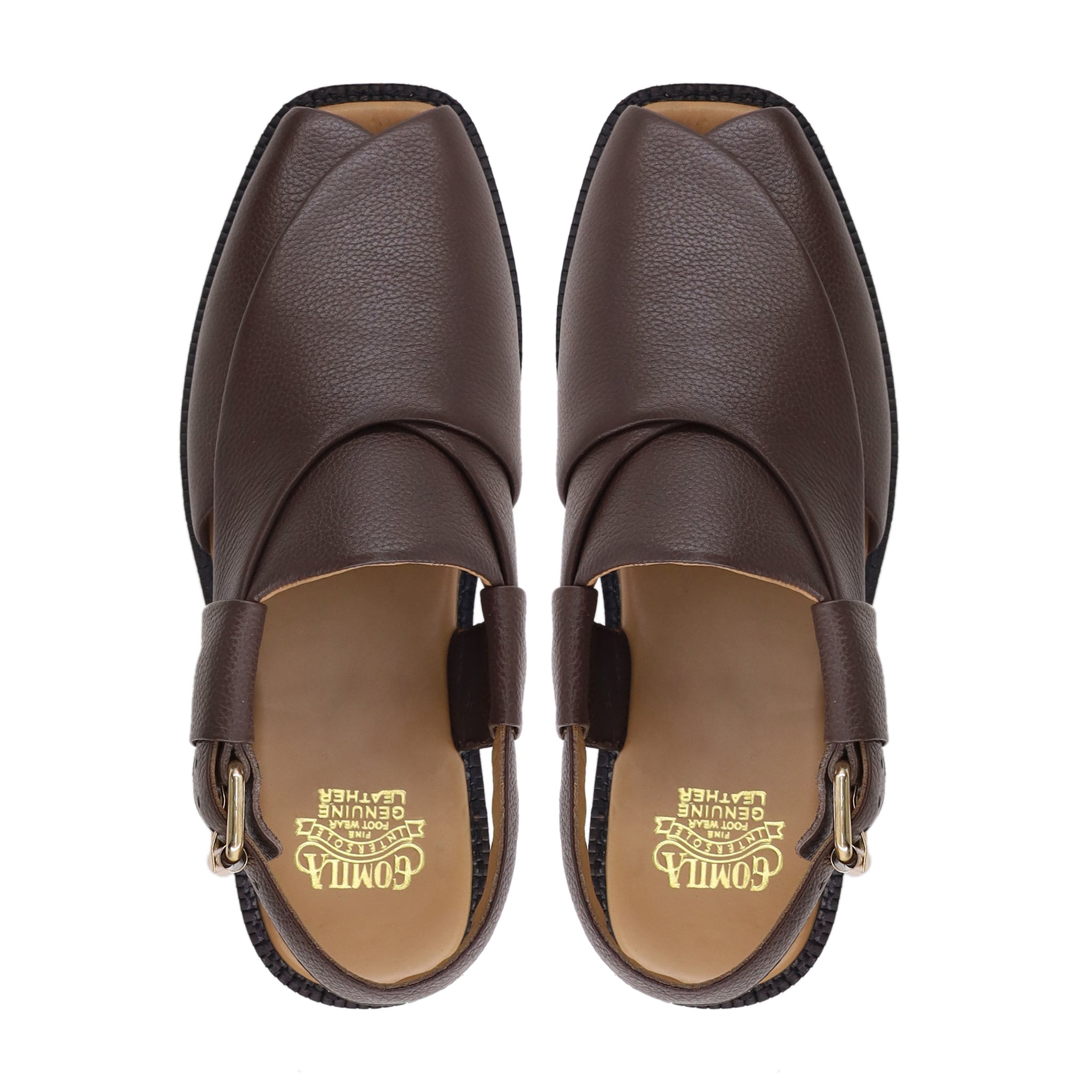 Takara - Men's Dark Brown Pebble Grain Leather Sandal