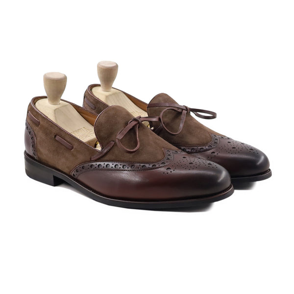 Dubnion - Men's Brown Kid Suede and Calf Leather Loafer