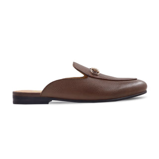 Taryn - Men's Reddish Brown Pebble Grain Leather Slipper