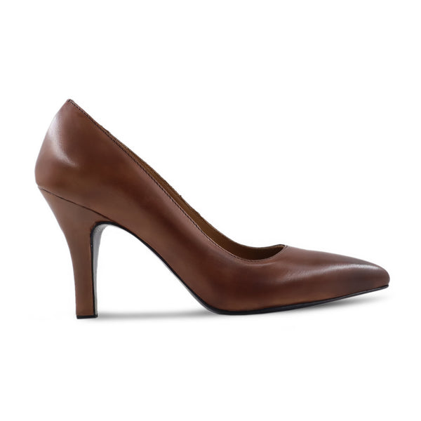 Carson - Ladies Brown Calf Leather Heels