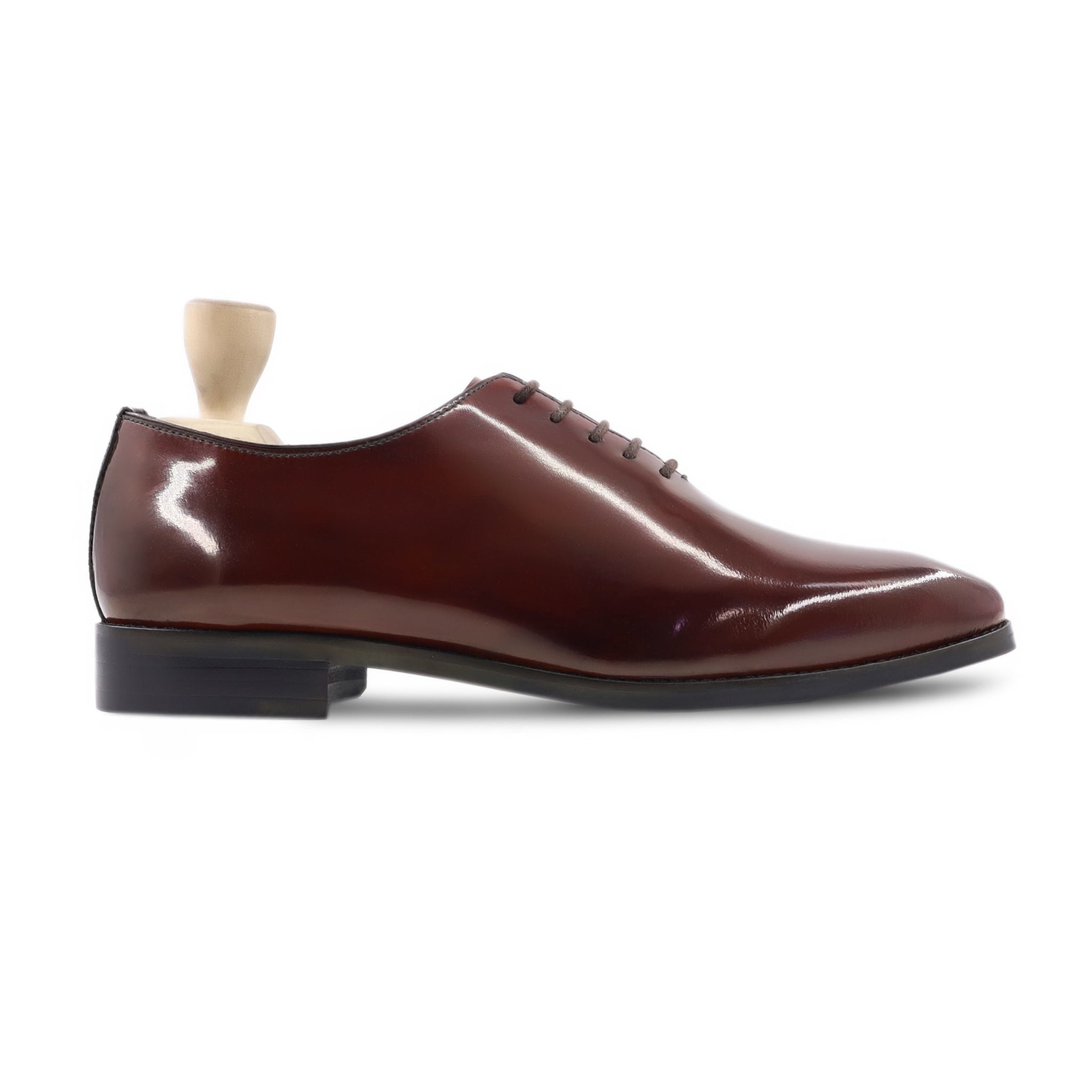 Angus - Men's Oxblood Box Leather High Shine Wholecut Shoe