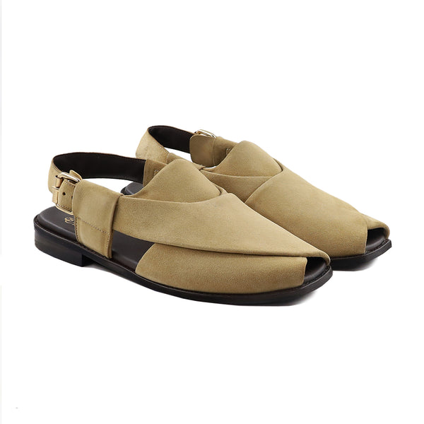 Harlan - Men's Camel Kid Suede Sandal