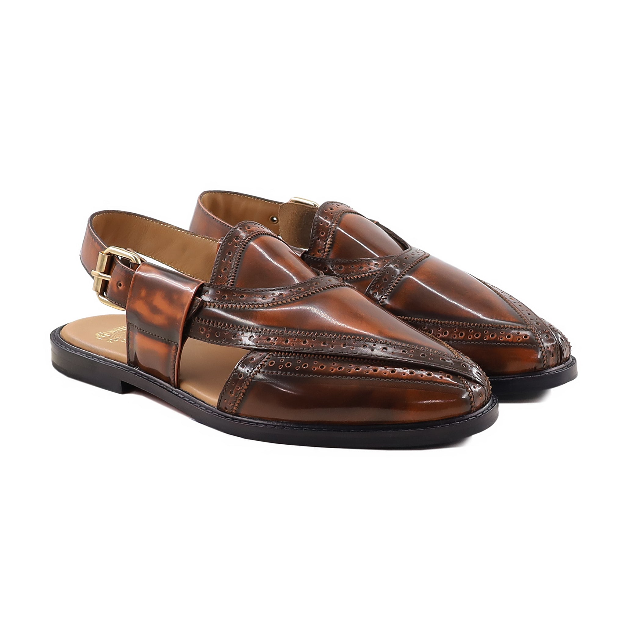 Braelyn - Men's Burnished Brown Box Leather Sandal