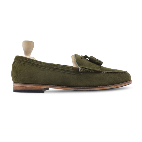 Osborn - Men's Olive Green Kid Suede Loafer