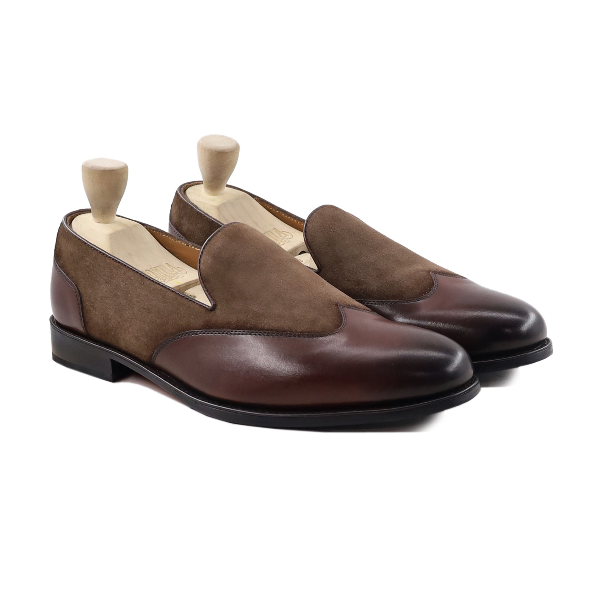 Yadira - Men's Dark Brown Kid Suede and Calf Leather Loafer