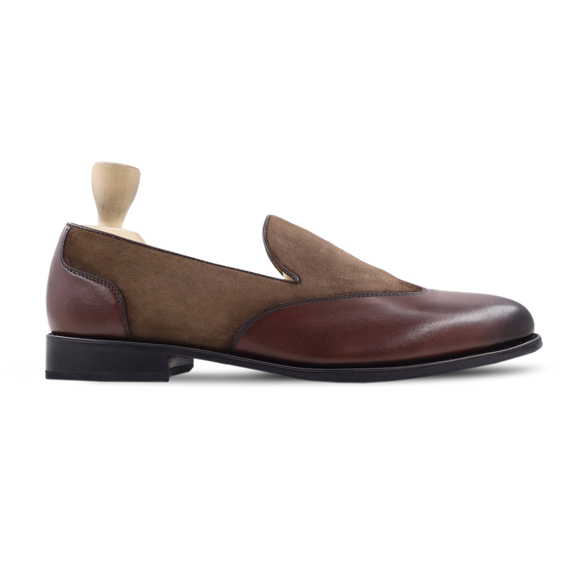 Yadira - Men's Dark Brown Kid Suede and Calf Leather Loafer