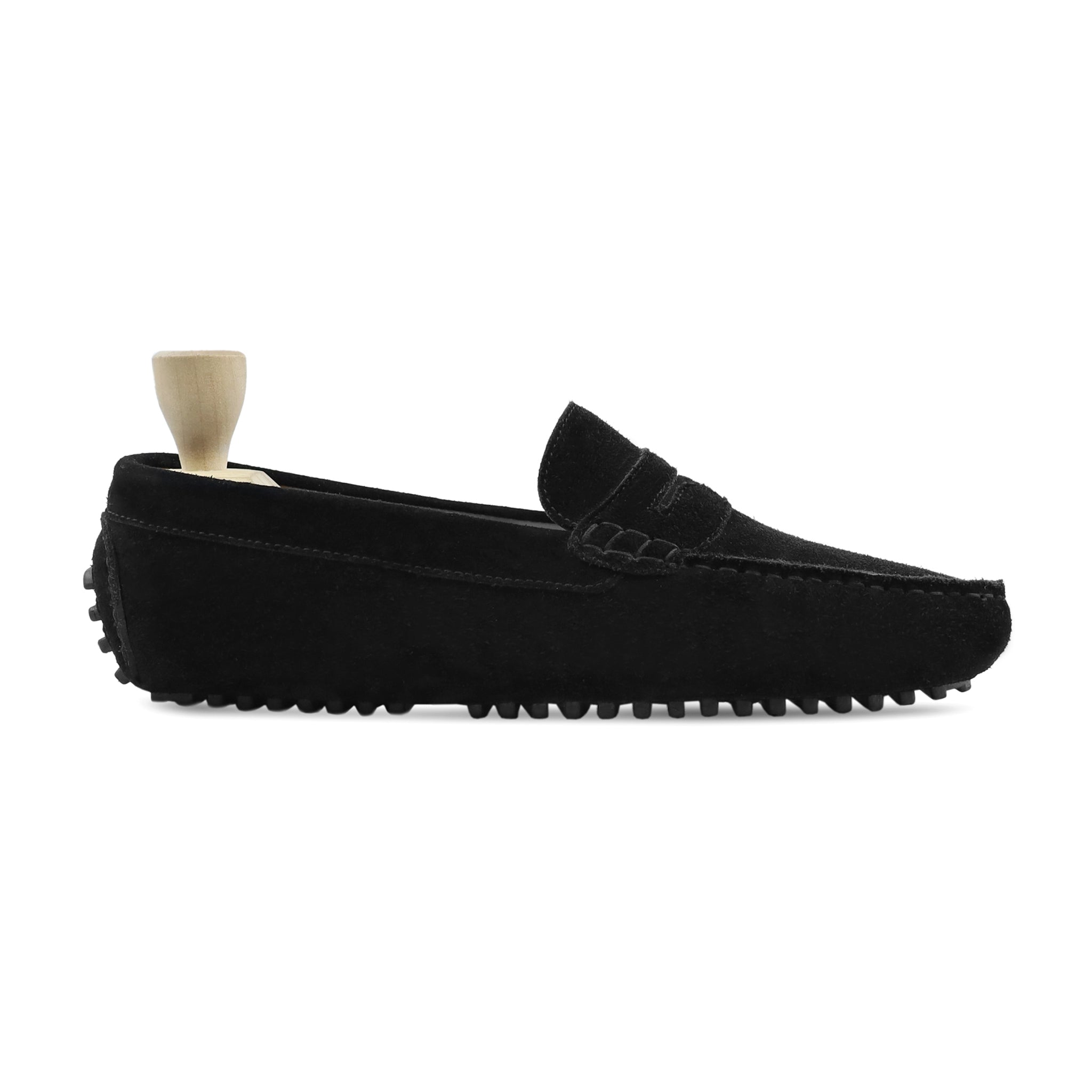 Lome - Men's Black Kid Suede Driver Shoe