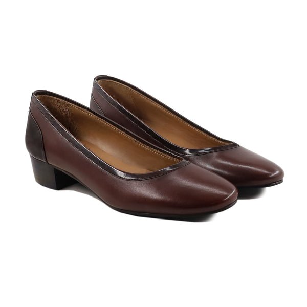 Cherish - Ladies Dark Brown Calf and Patent Leather Heel