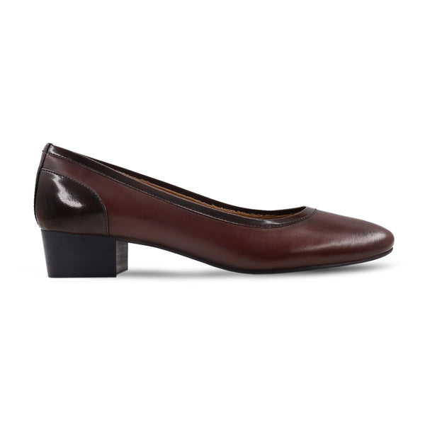 Cherish - Ladies Dark Brown Calf and Patent Leather Heel