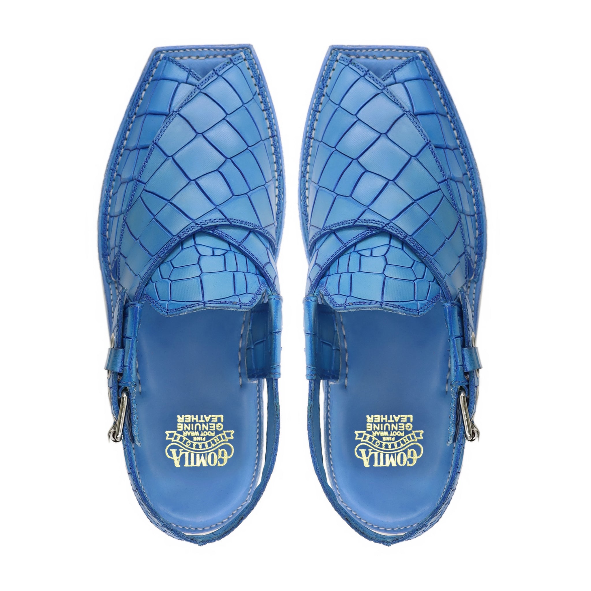 Nolan - Men's Blue Calf Leather Sandal