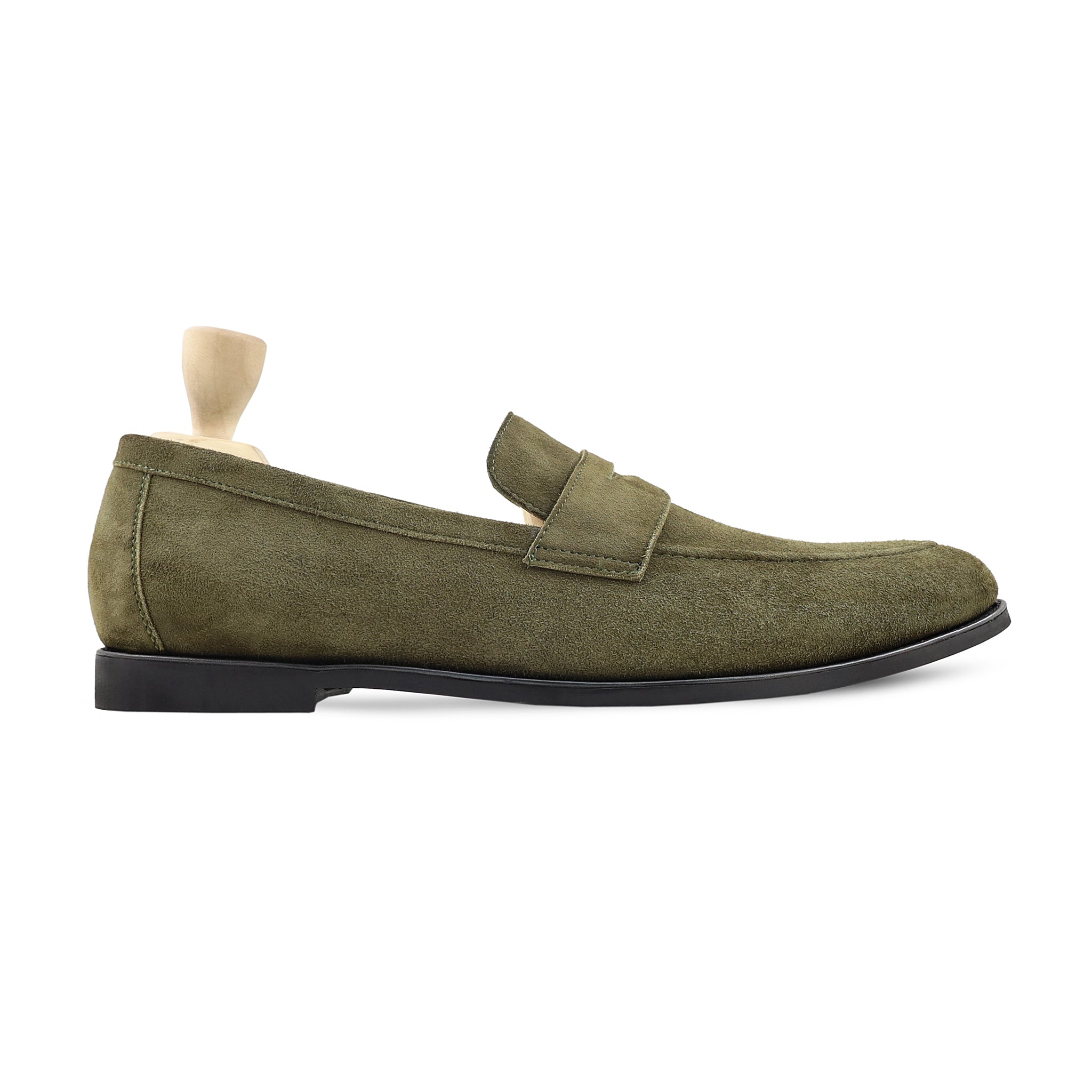 Alonzo - Men's Olive Green Kid Suede Loafer