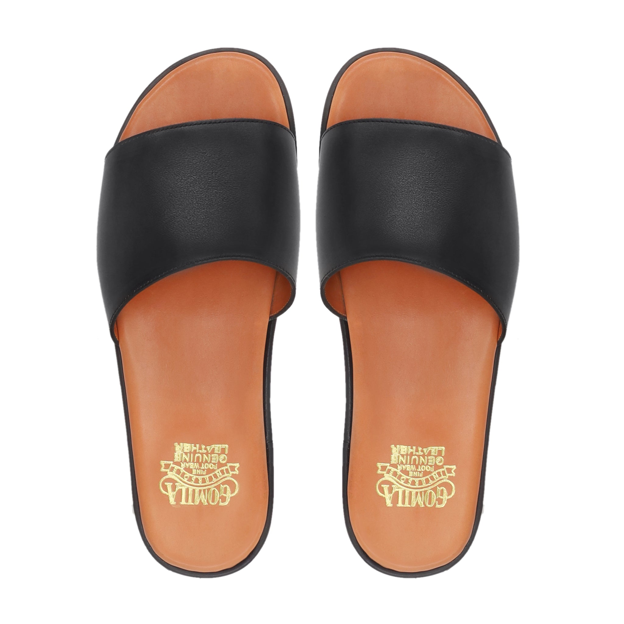 Clovis - Ladies Black Calf Leather Slipper