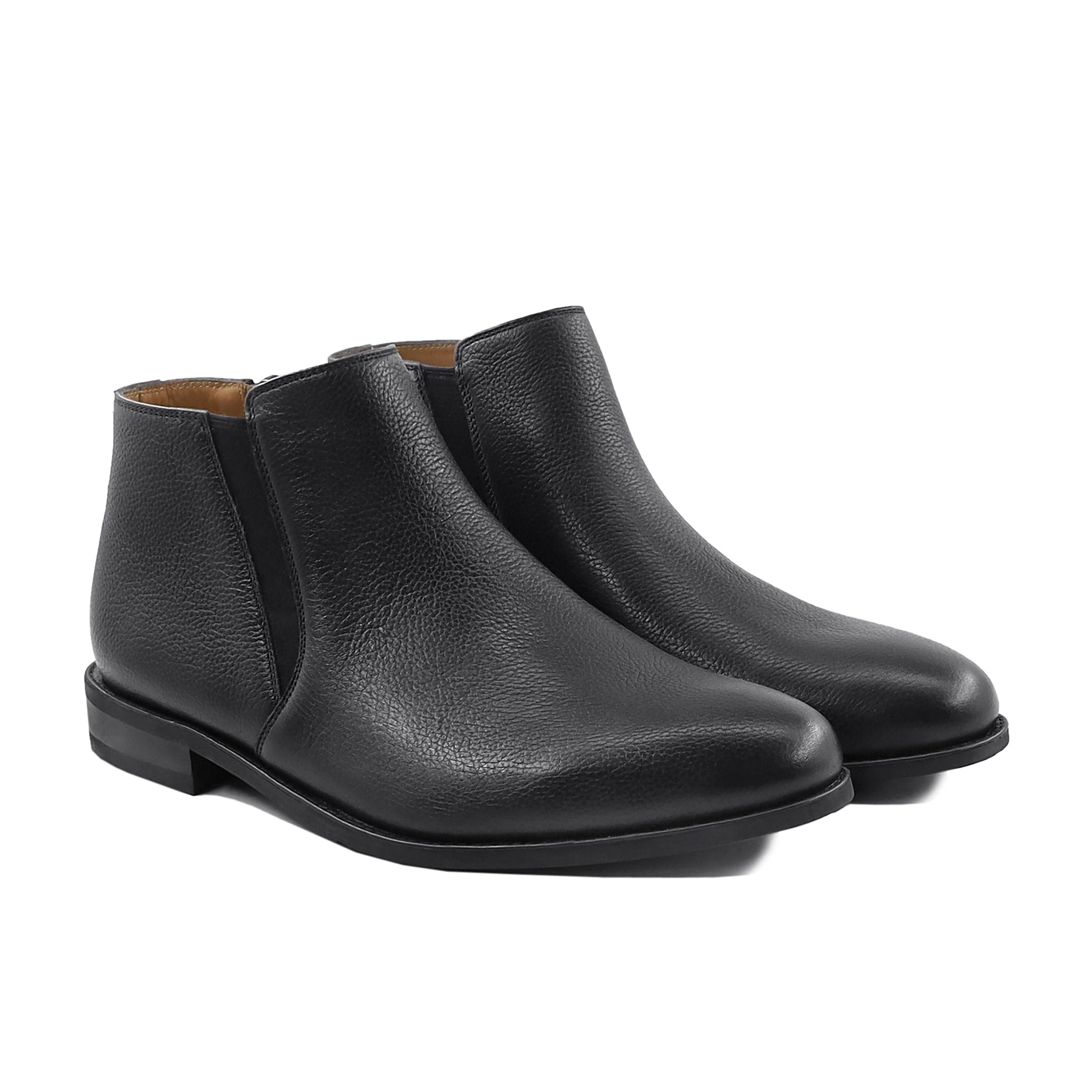 Deja - Men's Black Pebble Grain Leather Chelsea Boot