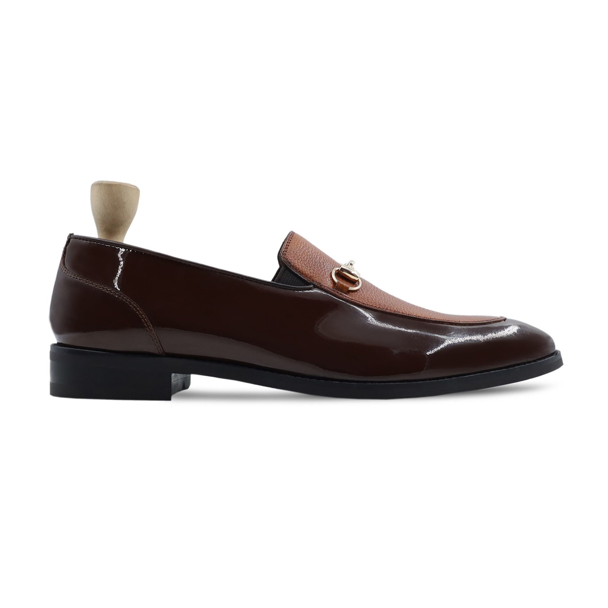 Heuchera - Men's Dark Brown Patent and Brown Pebble Grain Leather Loafer