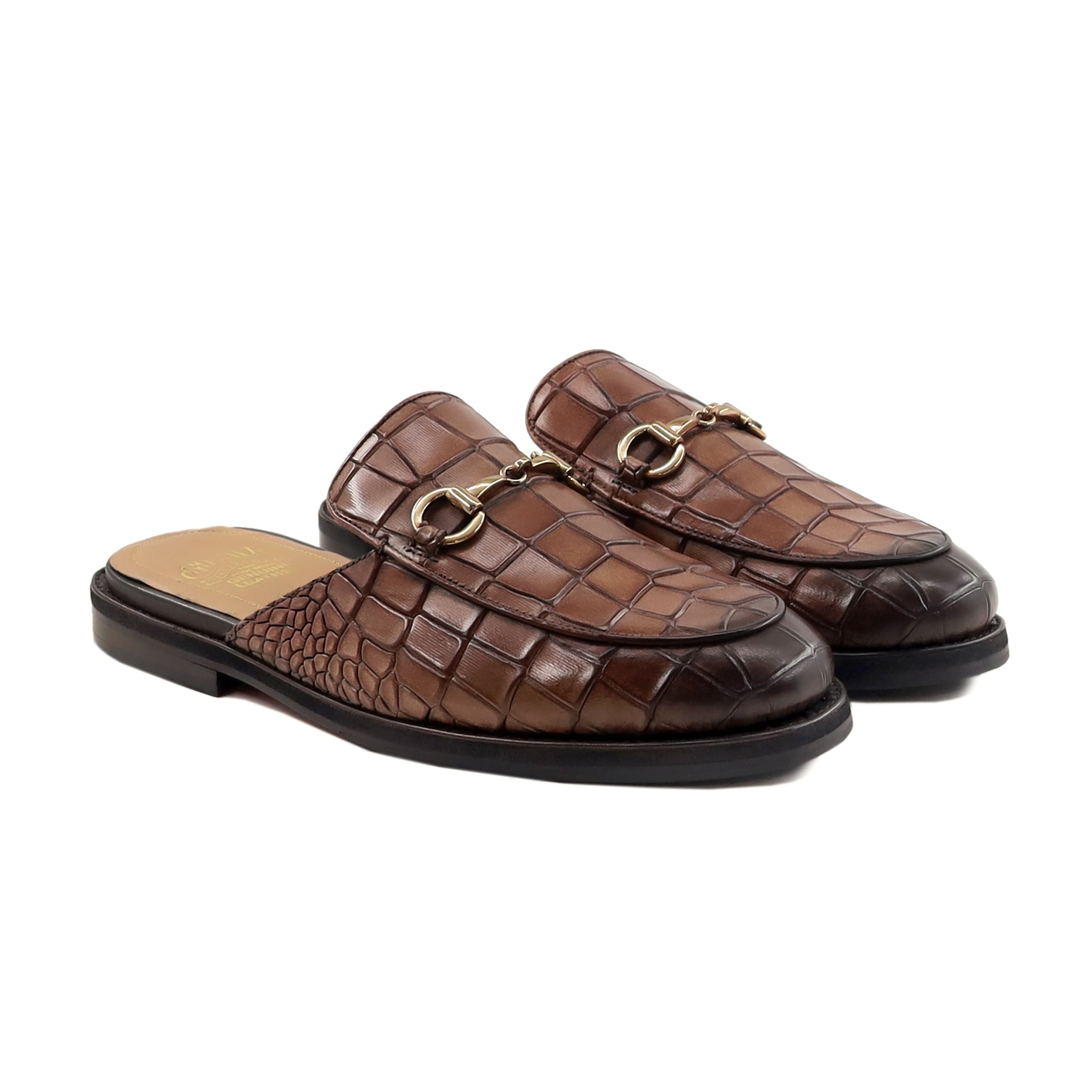 Percival - Men's Burnished Brown Calf Leather Slipper