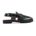 Roro - Men's Burnished Green Box Leather High Shine Sandal