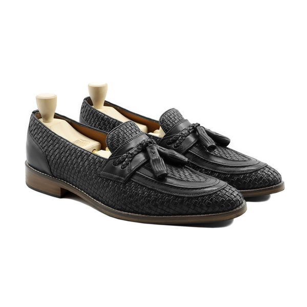 Mosta - Men's Black Hand Woven Calf Leather Loafer