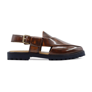 Lagos - Men's Burnished Brown Box Leather High Shine Sandal