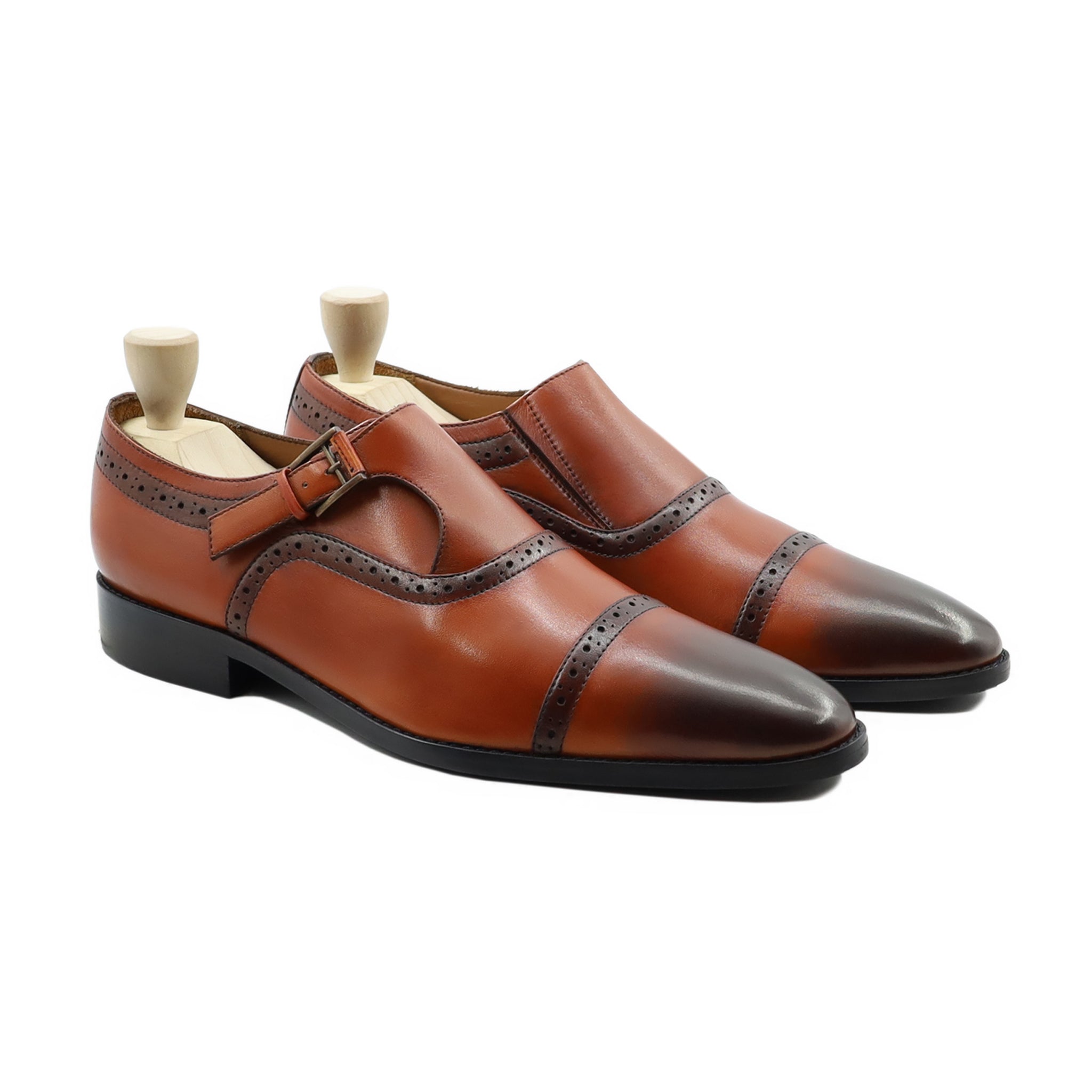 Baltoro - Men's Burnished Tan Calf Leather Single Monkstrap