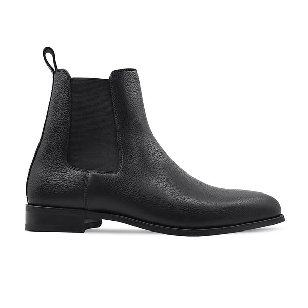 Camellia - Men's Black Pebble Grain Chelsea Boot