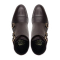 Shaki - Men's Dark Brown Calf Leather Triple Monkstrap Boot