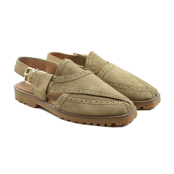 Hanako - Men's Tan Kid Suede Sandal