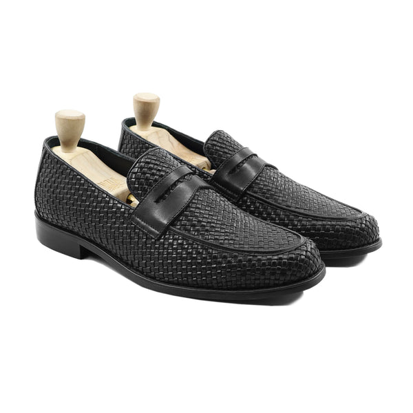 Rybnik - Men's Black Hand Woven Calf Leather Loafer